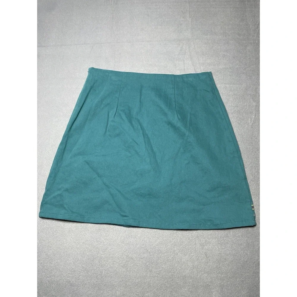 Women's Skirt MED‎ Embroidered Boho Teal Green Stretch Side Zip Colorful Western - Picture 9 of 16